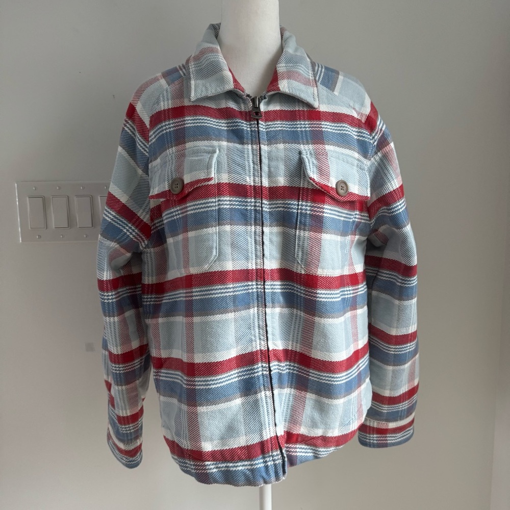 DYLAN Red and blue plaid fleece lined jacket Women’s Size‎ Medium